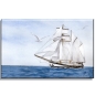 Preview: Leinwand 40 x 30 cm Keilrahmen Canvas-Leinen Aquarell Maritim Kunst Druck Kunstdruck Schiff Segelschiff Schulschiff